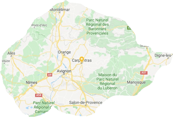 Zone d’intervention AGI&SE autour de Carpentras